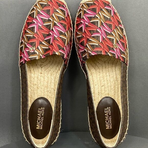 ✅MICHAEL Michael Kors Kendrick Multicolor Logo Print Slip-On espadrilles size 7 - Picture 7 of 10